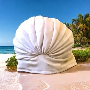 Vintage Womens White Swim Bathing Turban Latex Polyester Pleated DAMAGED